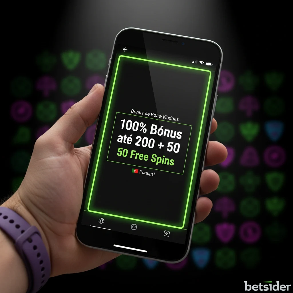 Ecrã da aplicação Betsider a mostrar o bónus de boas-vindas do casino