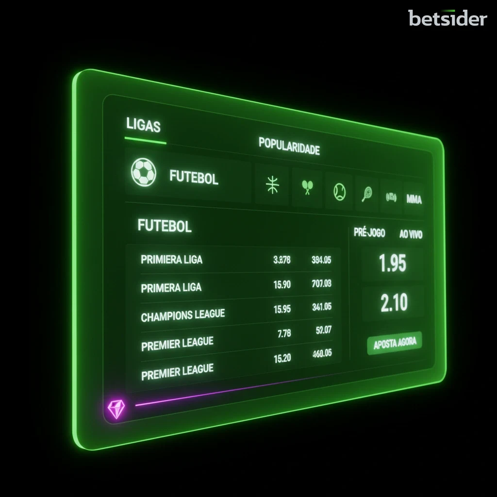 Ecrã da secção de apostas desportivas da Betsider, mostrando uma lista de jogos de futebol com odds.
