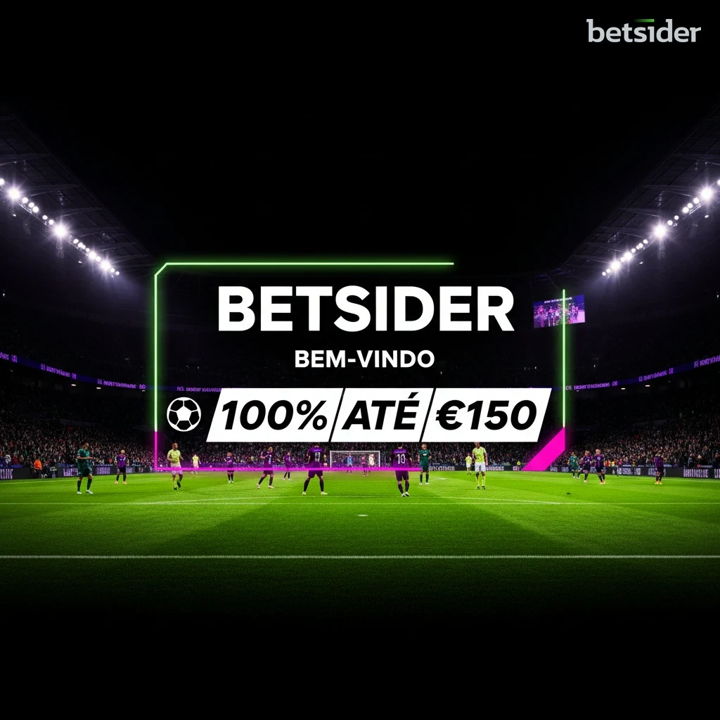 Bónus de boas-vindas da Betsider para apostas desportivas num estádio de futebol.