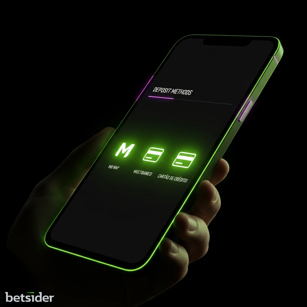 Área de depósitos da conta Betsider exibindo logótipos de métodos de pagamento como MB Way e Multibanco.