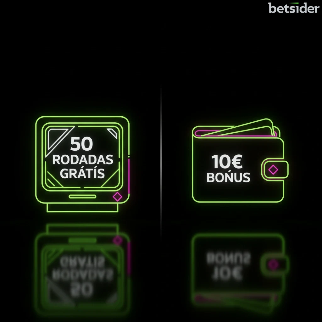 Uma ilustração a comparar rodadas grátis de um lado e saldo de bónus em dinheiro do outro.