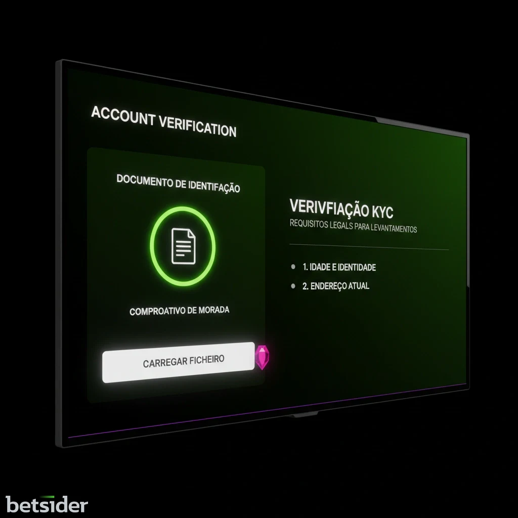 Interface de carregamento de documentos para verificação de conta na Betsider.