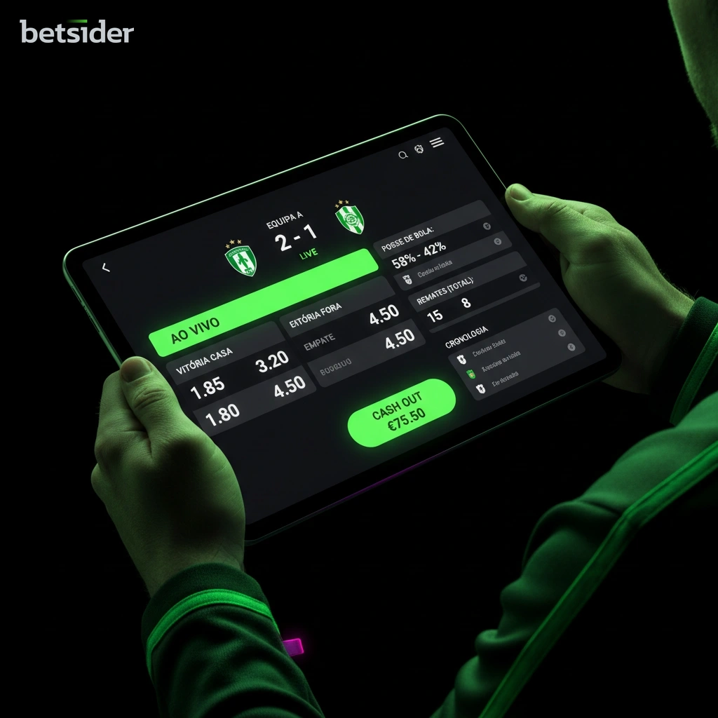 Apostas de futebol ao vivo no Betsider com Cash Out durante um jogo em Portugal