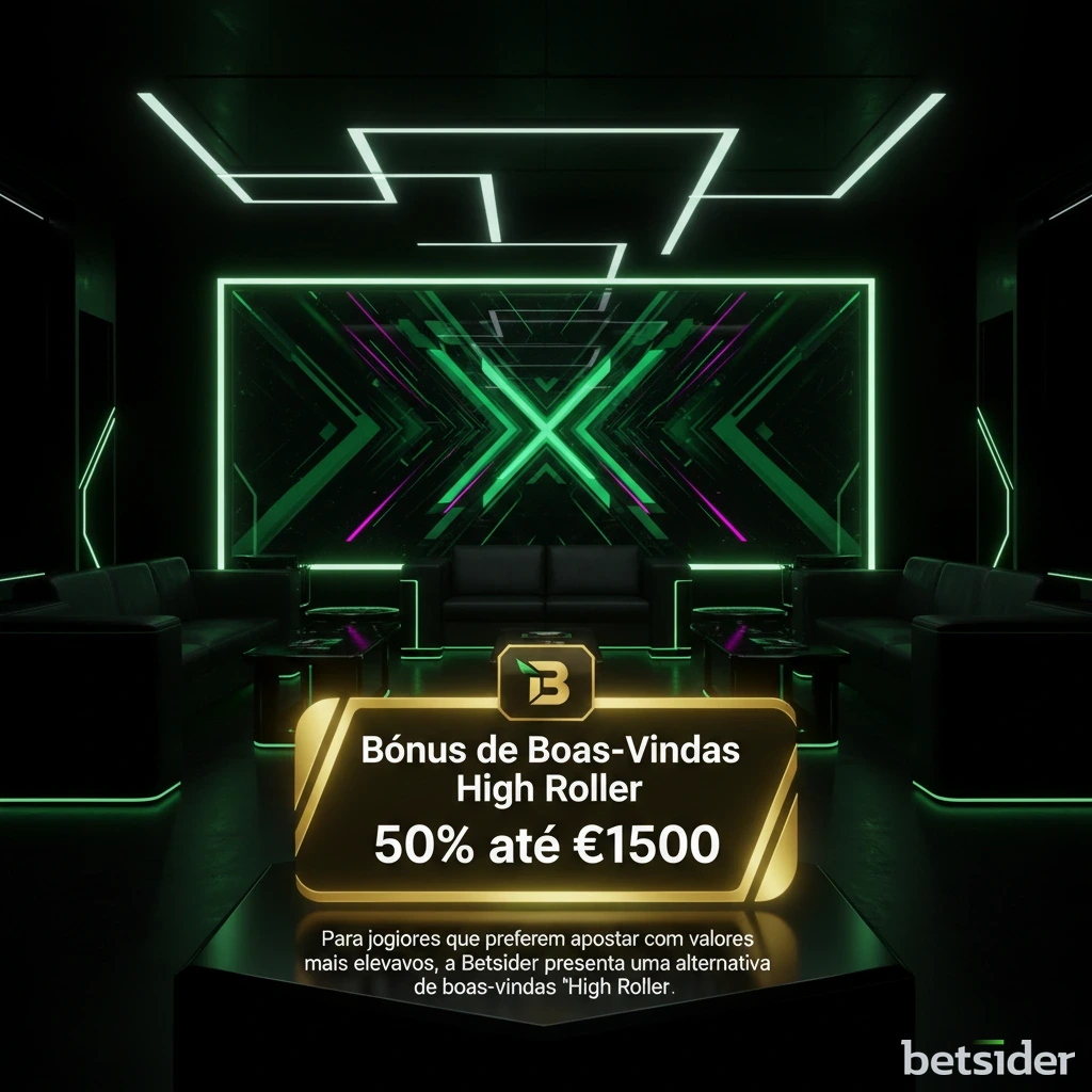 Gráfico promocional do bónus High Roller da Betsider de 50% até 1500€ para grandes apostadores.